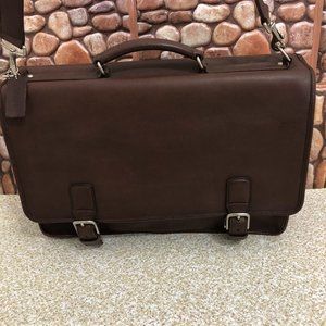 Coach Hudson brown leather Multi pockets lap top briefcase messenger bag .